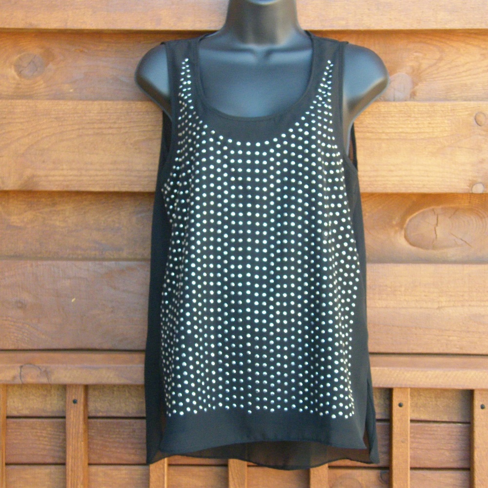 Black Silver Studded Sleeveless Top